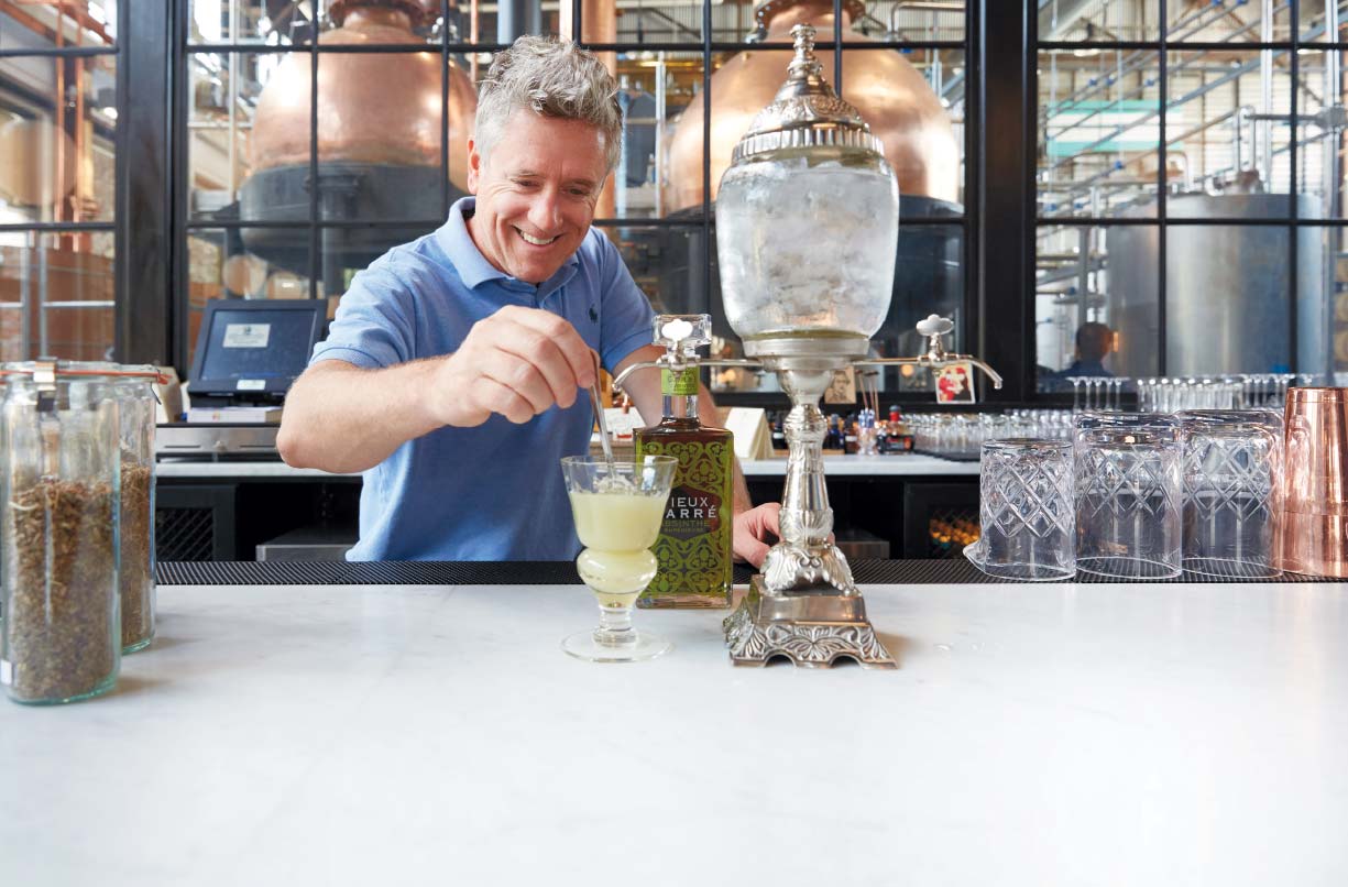 Andrew Auwerda preparing a classic absinthe cocktail with Philadelphia Distilling’s Vieux Carré