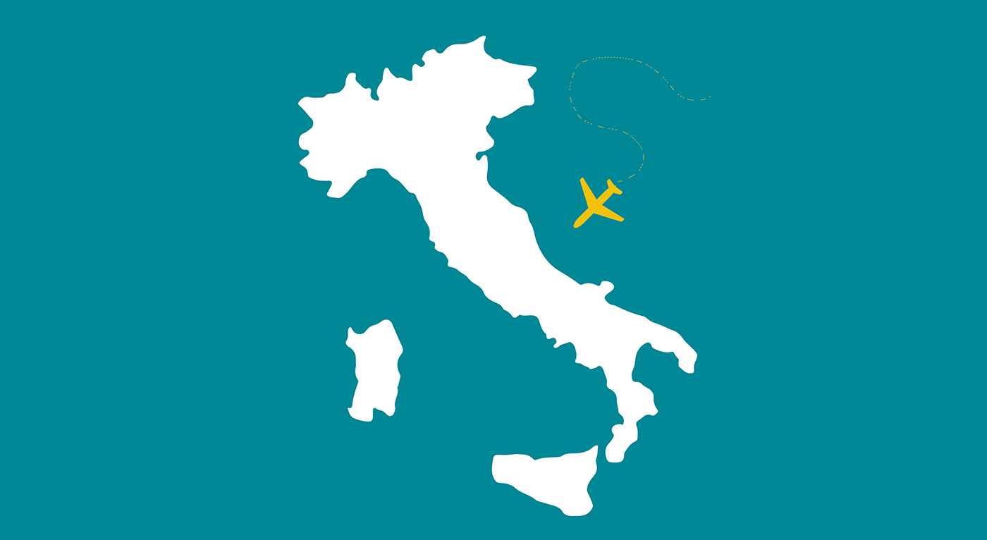 graphic of Italy and airplane