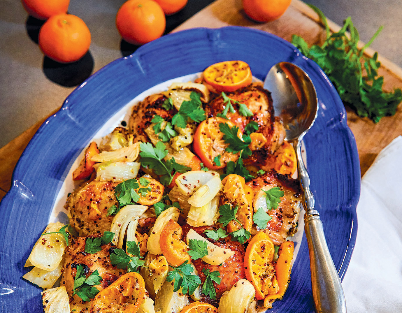 Roasted Chicken with Clementines and Arak