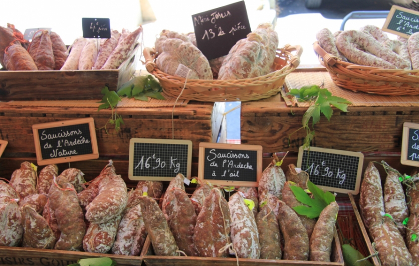 French charcuterie in open market