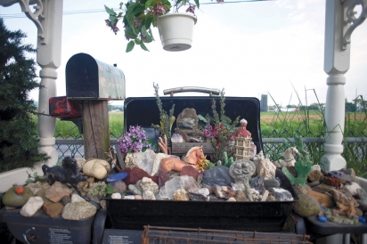 Collection of figurines and stones at Lizzie Sauder’s