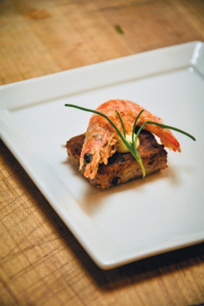 Fried shrimp amuse bouche served at Cooks’ Canvas 8