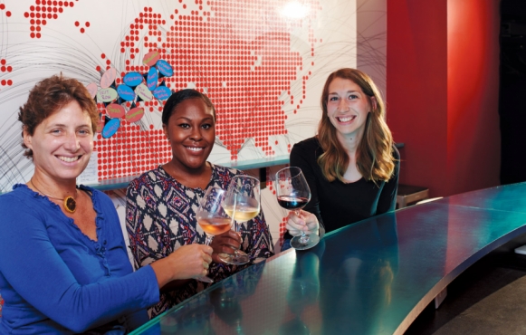 Jill Weber, Latoya Woodland and Virginia Mitchell at Weber’s restaurant, Jet Wine Bar on South Street.
