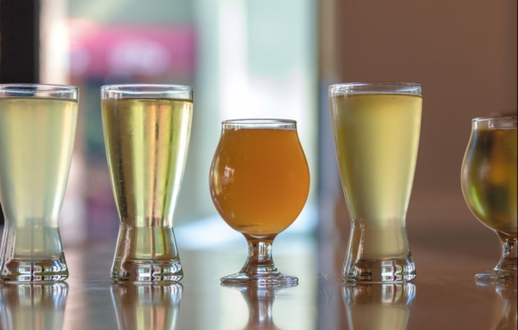varieties of hard cider in glasses