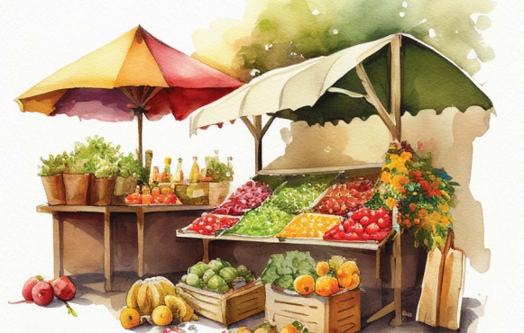 booth at a farmers market illustration