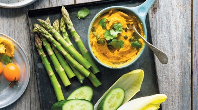 roasted carrot and curry hummus