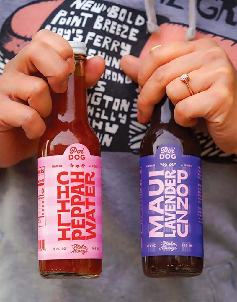 Left: Chili Peppah Water; Right: Maui Lavender Ponzu